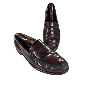 G.H. BASS Mens Size 9.5 D Burgundy Leather Slip On Penny Loafers